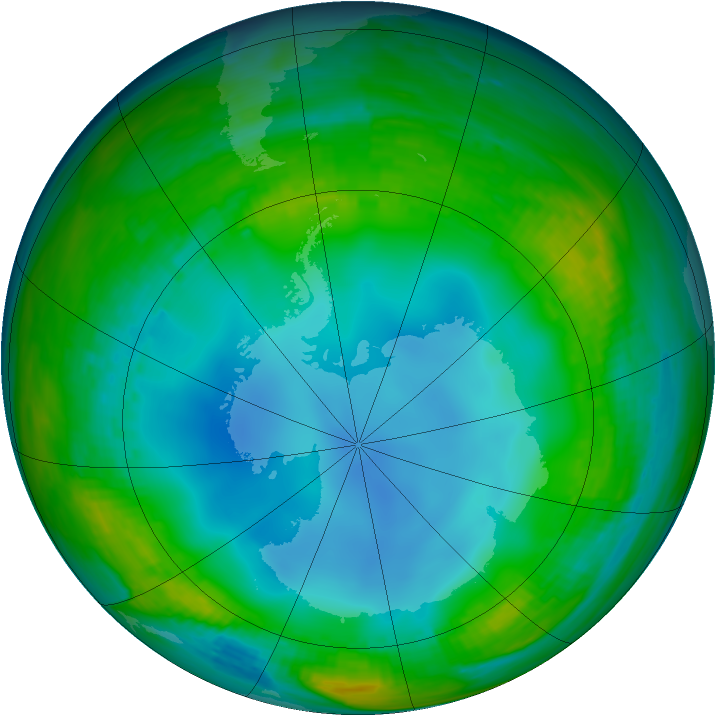 Antarctic ozone map for 09 July 1987